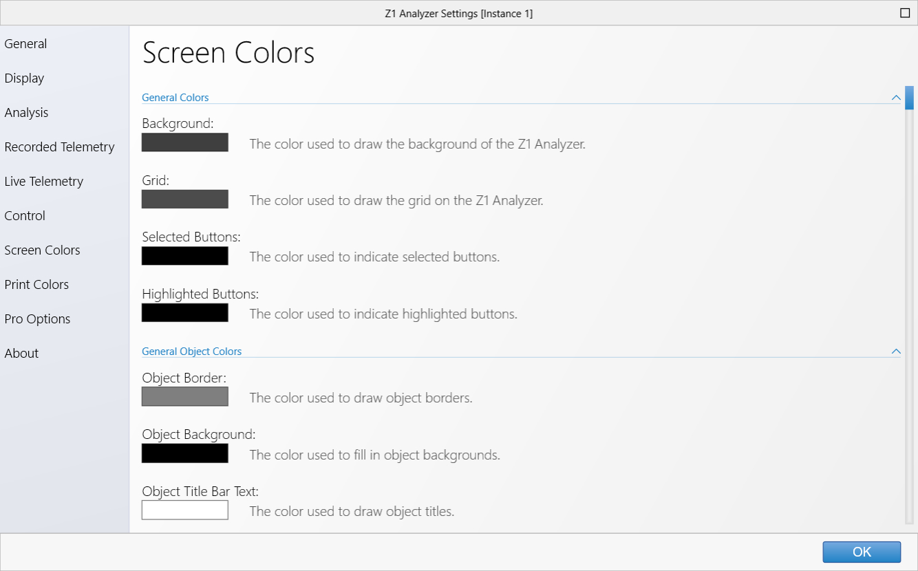 Screen Colors Settings Tab