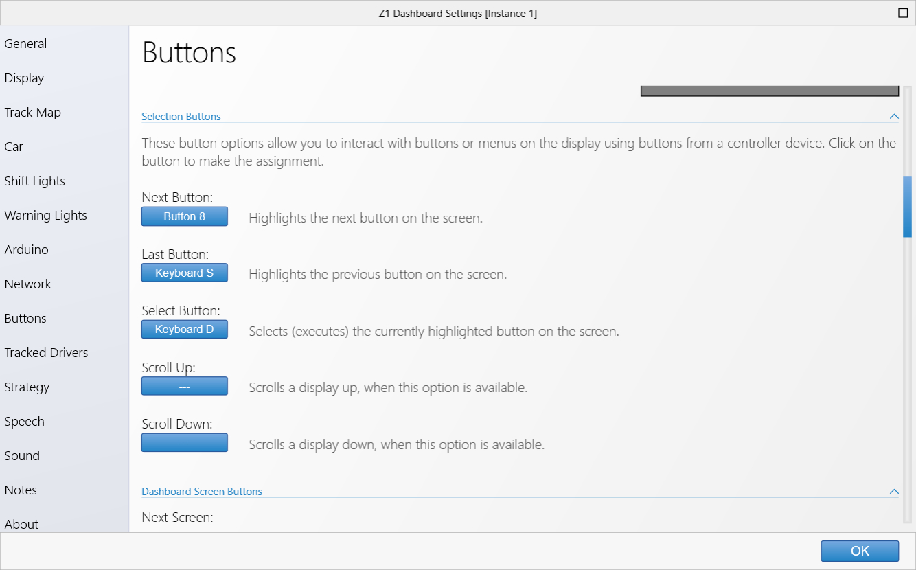 Buttons Settings Tab