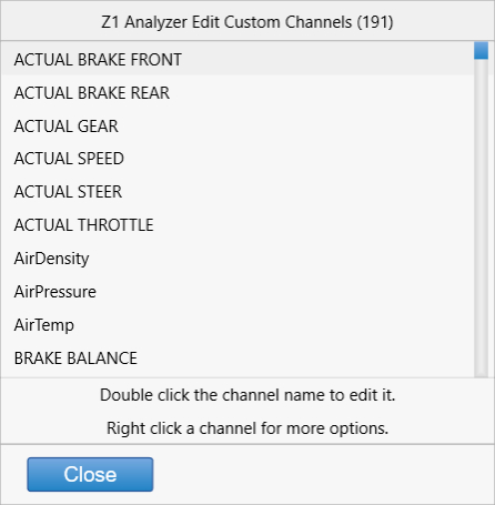 Z1 Analyzer Custom Channels