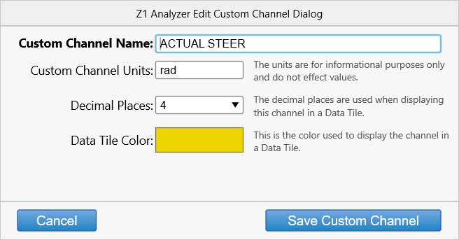 Z1 Analyzer Custom Channels