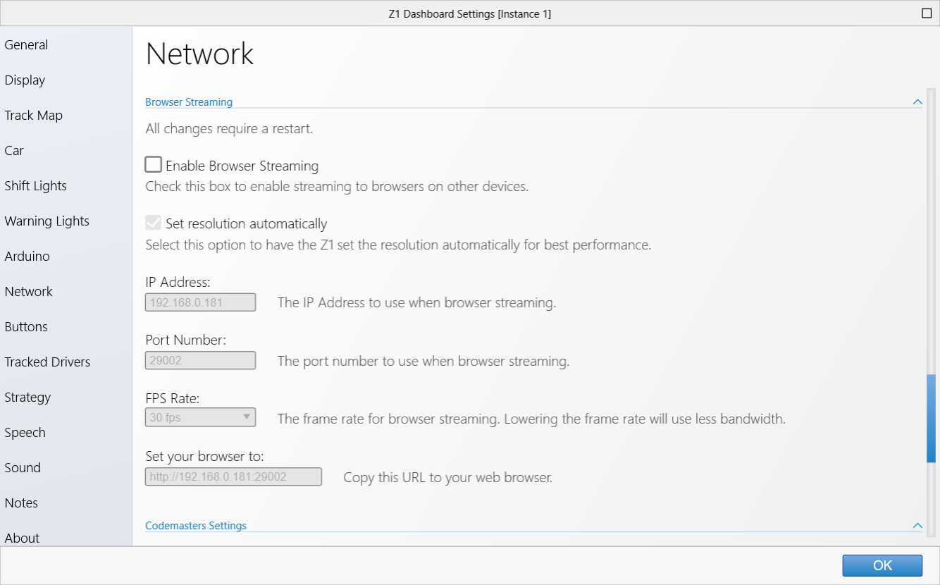 Network Settings Tab