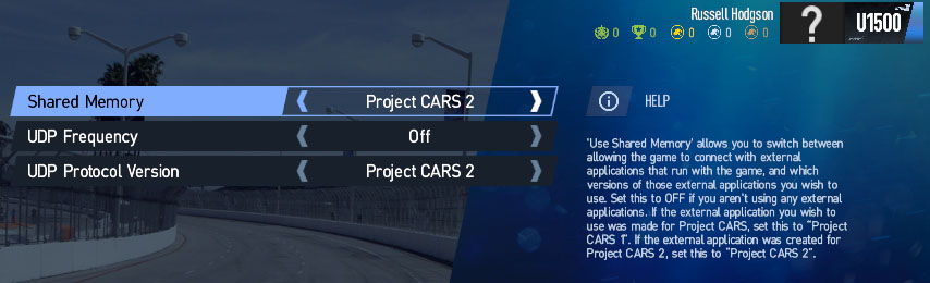 Project Cars 2 Shared Memory Settings